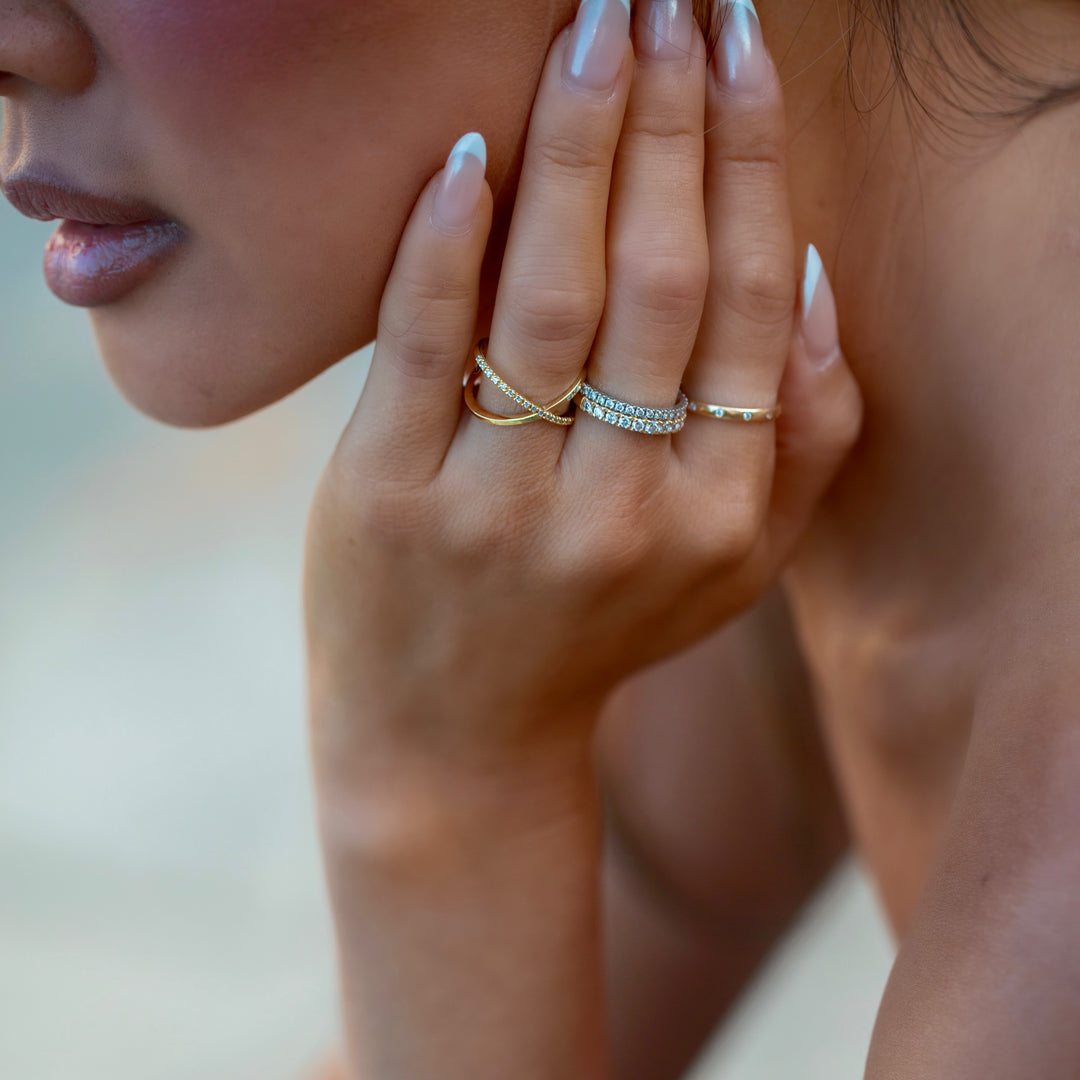 HALF ETERNITY PAVE DIAMOND RING