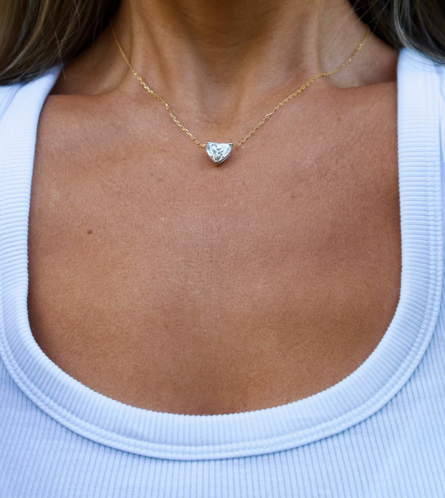 DAINTY HEART PENDANT DIAMOND NECKLACE
