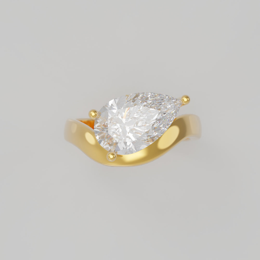FAYE PEAR SLANT DIAMOND RING