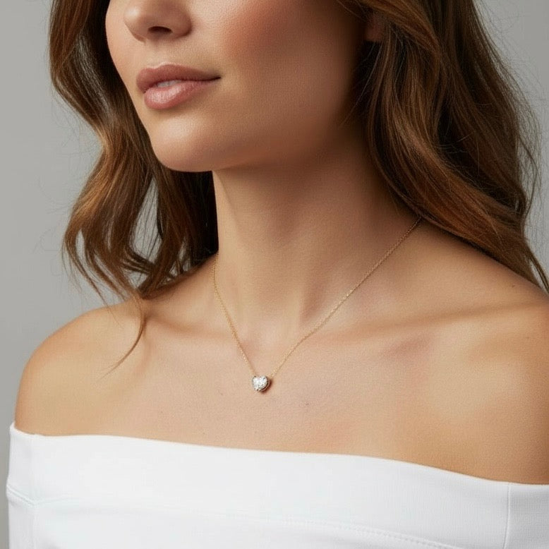 DAINTY HEART PENDANT DIAMOND NECKLACE